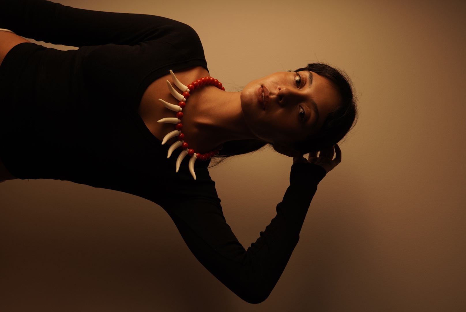 Editorial portrait with statement necklace